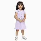 Girls' Lavender Collared A-Line Belted Frock, Purple, small image number null