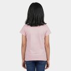 Girls Pink Round Neck Graphic Print Regular T-Shirt, गुलाबी, small
