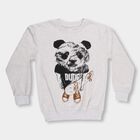 Boys Light Grey Crew Neck Casual Sweatshirt, Ecru Melange, small image number null