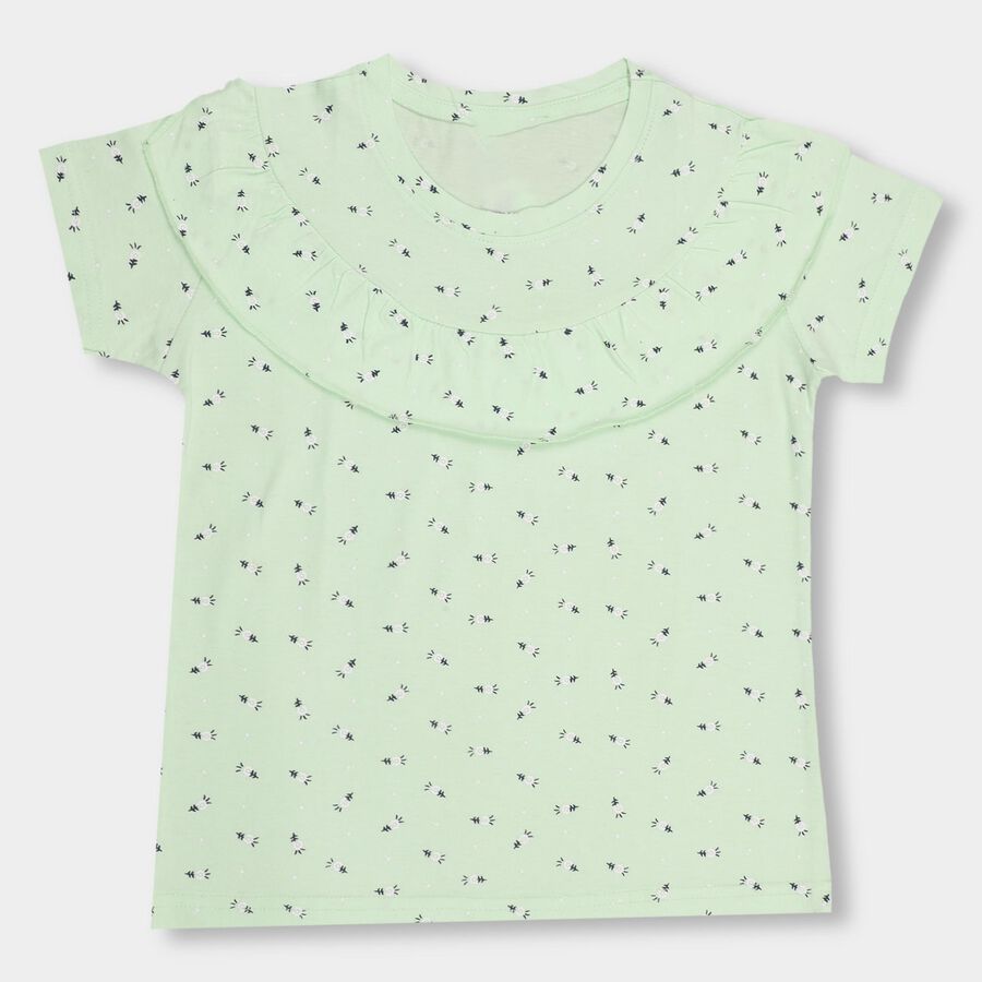 Girls' 100% Cotton T-Shirt , हल्का हरा, large image number null