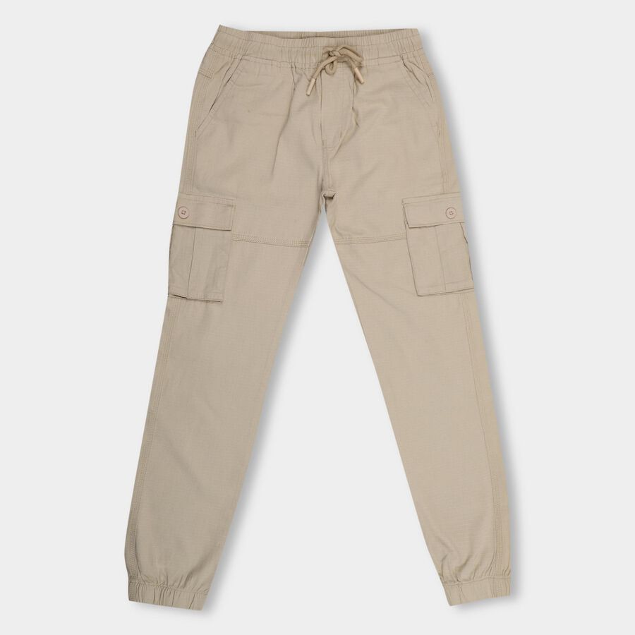 Boys' 100% Cotton Trousers , गहरा पीला, large