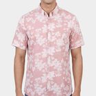 Men's Peach Cotton Spread Collar Classic Casual Shirt, Peach, small