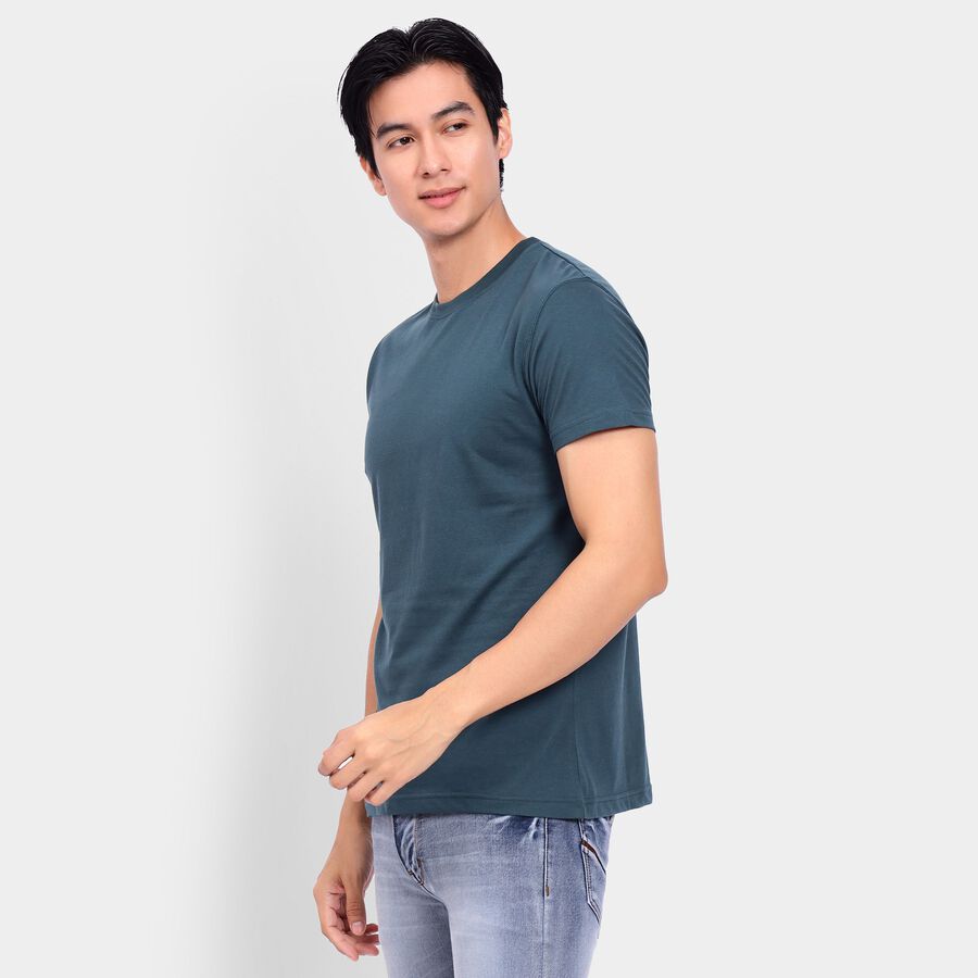 Men's Round Neck Half Sleeves T-Shirt, टील ब्लू, large image number null
