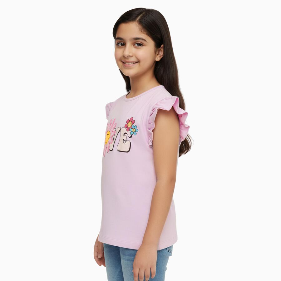 Girls' 100% Cotton T-Shirt, लाइलेक, large image number null