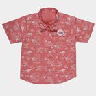 Infants Coral Cotton Half Sleeve Mandarin Casual Shirt, Coral, small