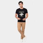 Men's Black Round Neck Regular Graphic Print T-Shirt, Black, small