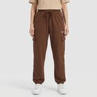 Women's Brown Relaxed Fit Cargo Track Pants, भूरा, small