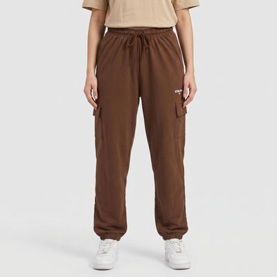 Women's Brown Relaxed Fit Cargo Track Pants