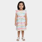 Girls' Light Green Printed Flutter Sleeve Cotton Frock, Light Green, small