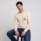 Men's Beige Round Neck Raglan T-Shirt, गहरा पीला, small