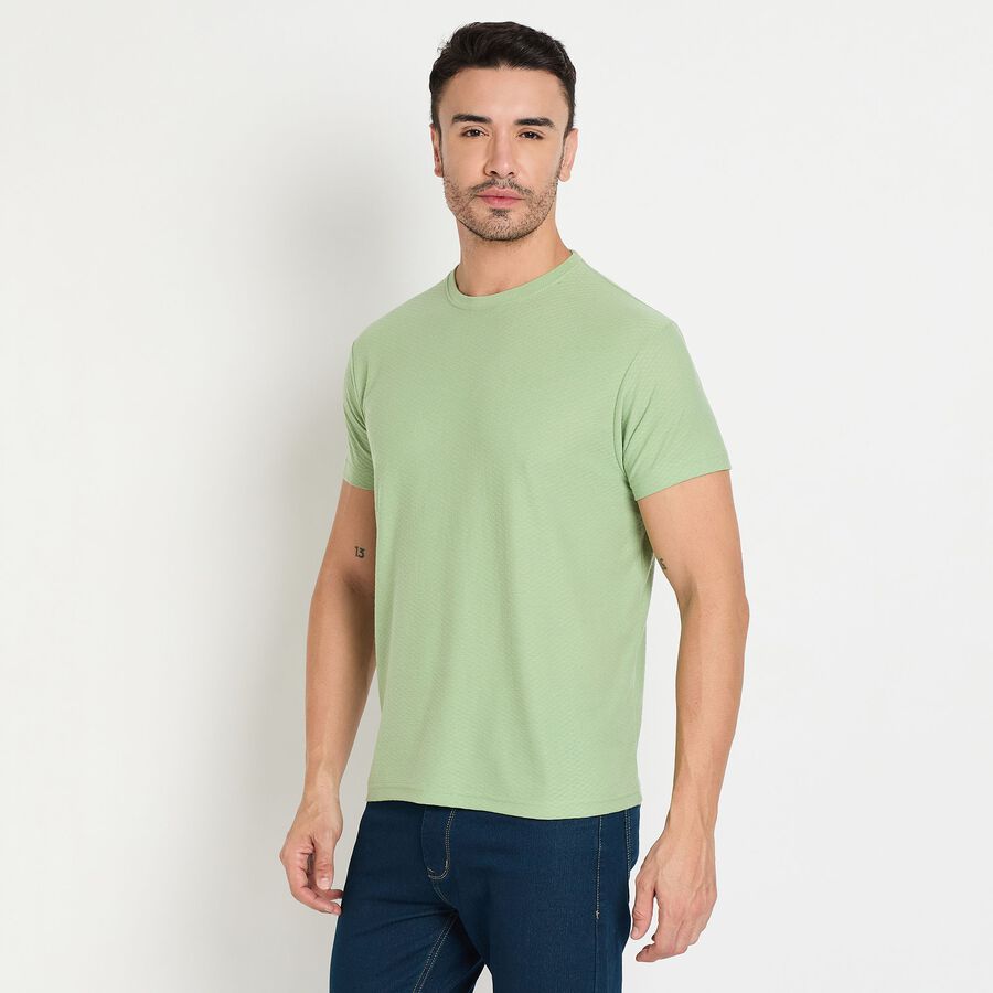 Men's Round Neck Half Sleeves T-Shirt, हल्का हरा, large image number null