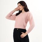 Women's Light Pink V-Neck Casual Pullover, हल्का गुलाबी, small image number null