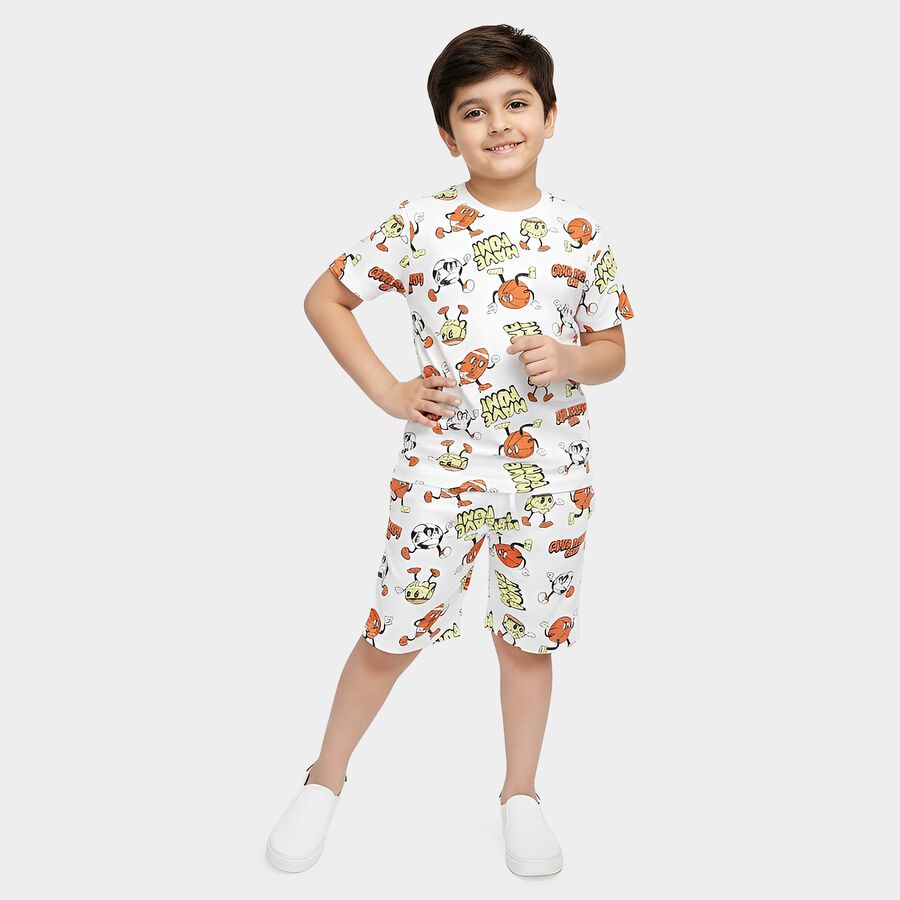 Boys' Night Suit, सफ़ेद, large