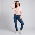Women's Pink Striped Collar Shirt, गुलाबी, small