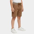 Boys' Beige Regular Fit Elastic Waist Textured Bermuda Shorts, Beige, small