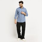Men's 100% Cotton Casual Shirt, Mid Blue, small image number null