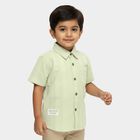Boys Light Sage Green Cotton Half Sleeve Classic Collar Casual Shirt, Light Green, small image number null