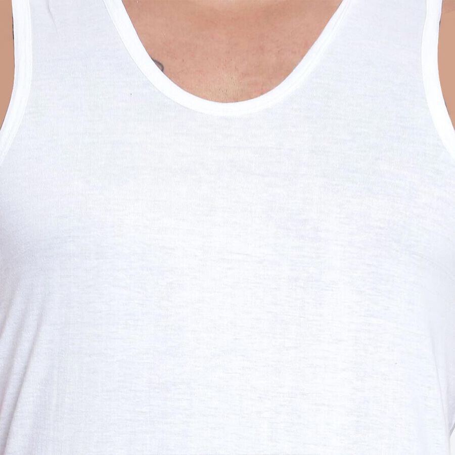 Cotton Solid Vest, White, large