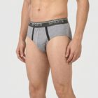 Men's Grey Regular Fit Sports Briefs, मिश्रित हल्का ग्रे, small