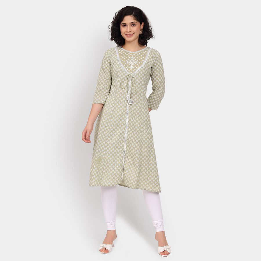 Ladies' Cotton Kurta, Light Green, large image number null
