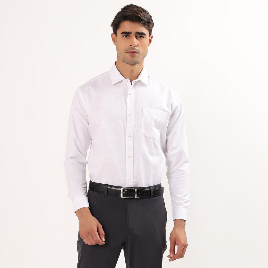 Men's Snow White Spread Collar Casual Shirt, White, large image number null