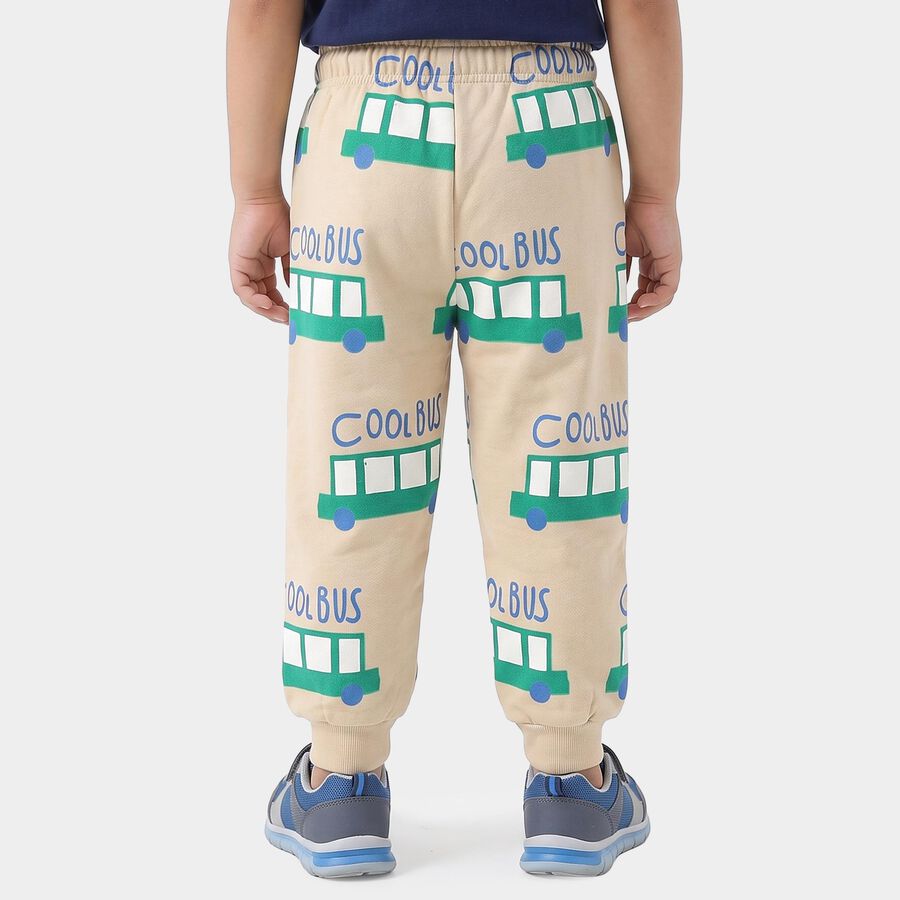 Boys Beige Graphic Print Jogger Pyjama, Beige, large
