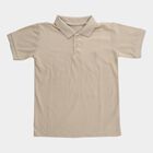 Boys' Beige Round Neck Casual T-Shirt, गहरा पीला, small
