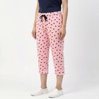 Women's Pink Straight Fit Printed Capri, Light Pink, small