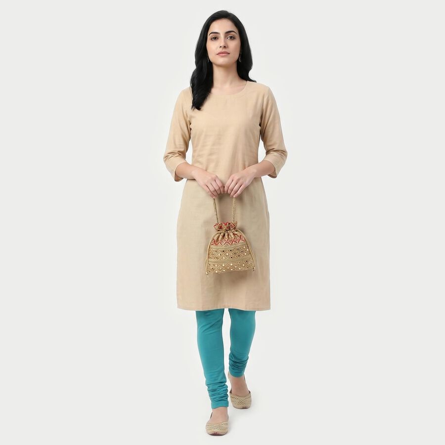 Women's Mid Blue Cotton Blend Stretch Fit Solid Churidar, मध्यम नीला, large
