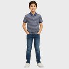 Boys Deep Midnight Navy Blue Crew Neck Casual Half Sleeve T-Shirt, Navy Blue, small
