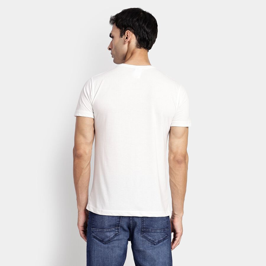 Men's Round Neck Half Sleeves T-Shirt, White, large image number null