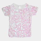 Girls Bright Pink Round Neck Casual T-Shirt, White, small image number null