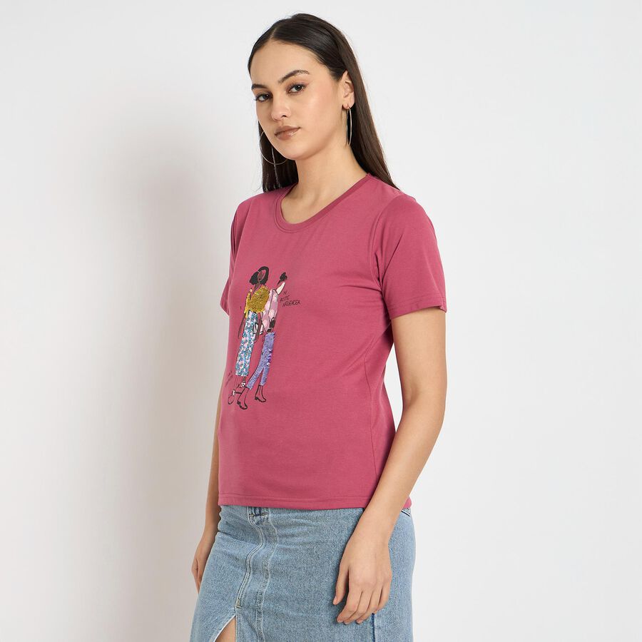 Ladies' Round Neck T-Shirt , Pink, large image number null