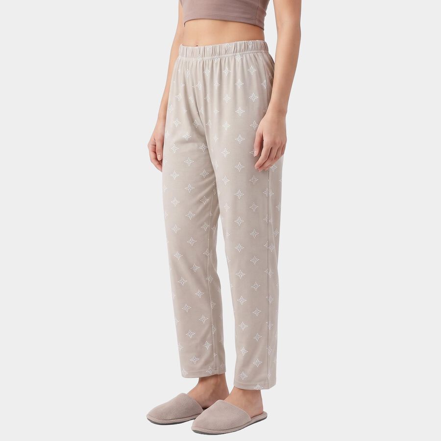 Women's Grey Straight Fit Geometric Printed Pyjama, Light Grey, large