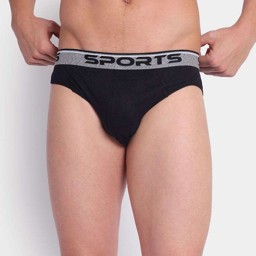 Men's100% Cotton Briefs, काला, large image number null