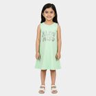 Girls' Mint Green A-Line Butterfly Printed Sleeveless Frock, Light Green, small