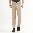 Men's Slim Fit Casual Trousers, खाकी, small