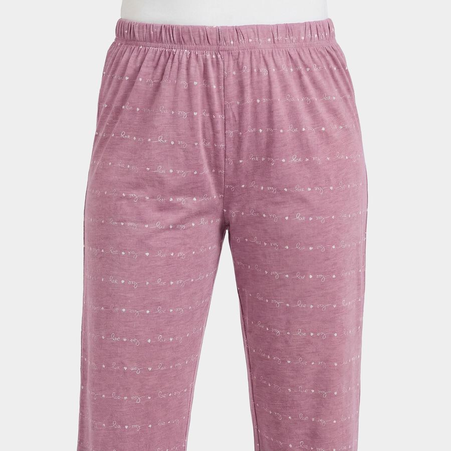 Women's Purple Regular Fit Heart Printed Pyjama, बैंगनी, large
