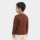 Boys Brown Cotton Blend Crew Neck Regular T-Shirt, Brown, small