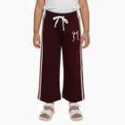 Girls' Deep Maroon Cotton Blend Bow Print Pyjama, वाइन, small image number null