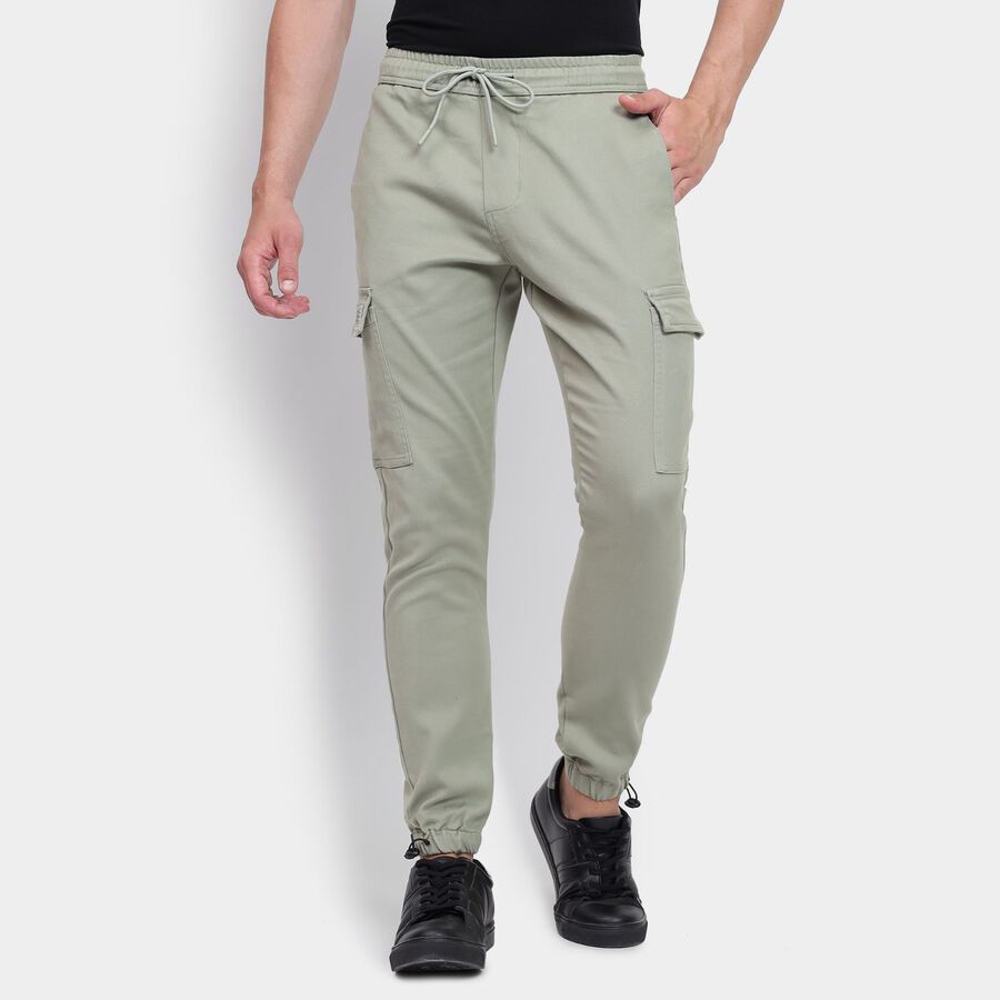 Men's Slim Fit Casual Trousers, Light Green, large image number null