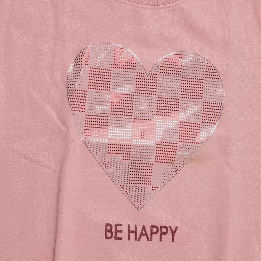 Girls Soft Dusty Pink Crew Neck Casual Sweatshirt, गुलाबी, large image number null