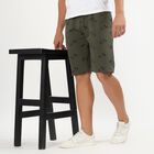 Men's Olive Green Printed Relaxed Fit Jamaican Shorts, Light Green, small image number null