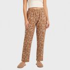 Women's Brown Straight Fit Floral Printed Lounge Pyjama, Brown, small