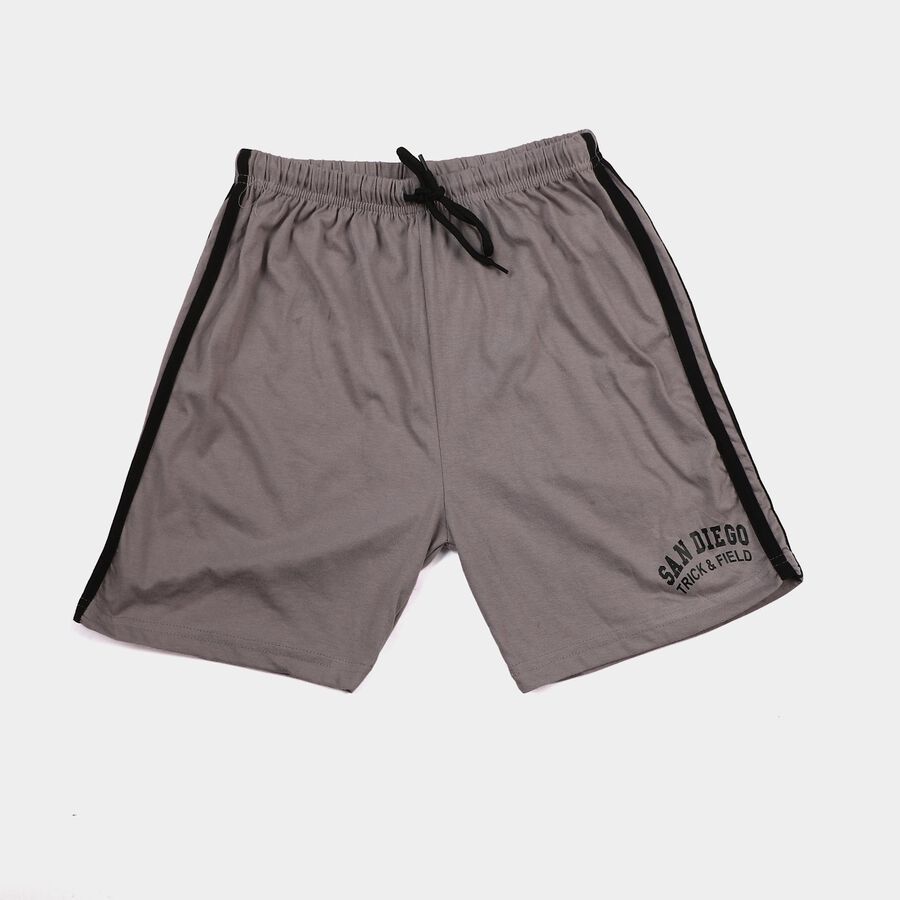 Boys Grey Regular Fit Athletic Bermuda Shorts, हल्का ग्रे, large
