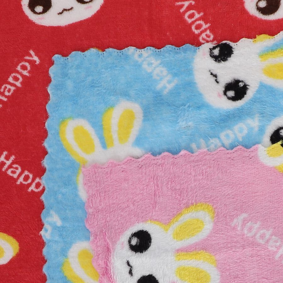 Women's Multicolour Bunny Print Pack of 3 Handkerchief, चुनिंदा, large
