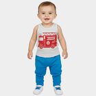 Infants Grey Cotton Blend Round Neck Casual Vest, Melange Light Grey, small