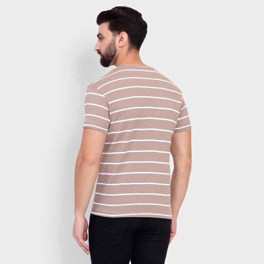 Men's Round Neck Half Sleeves T-Shirt, Beige, large image number null