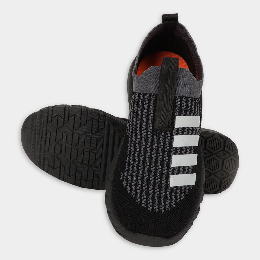 Men's Jet Black Slip-On Casual Sneakers, काला, large