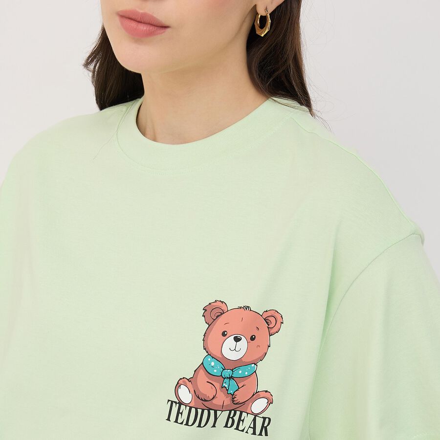 Ladies' 100% Cotton Round Neck T-Shirt, Light Green, large image number null
